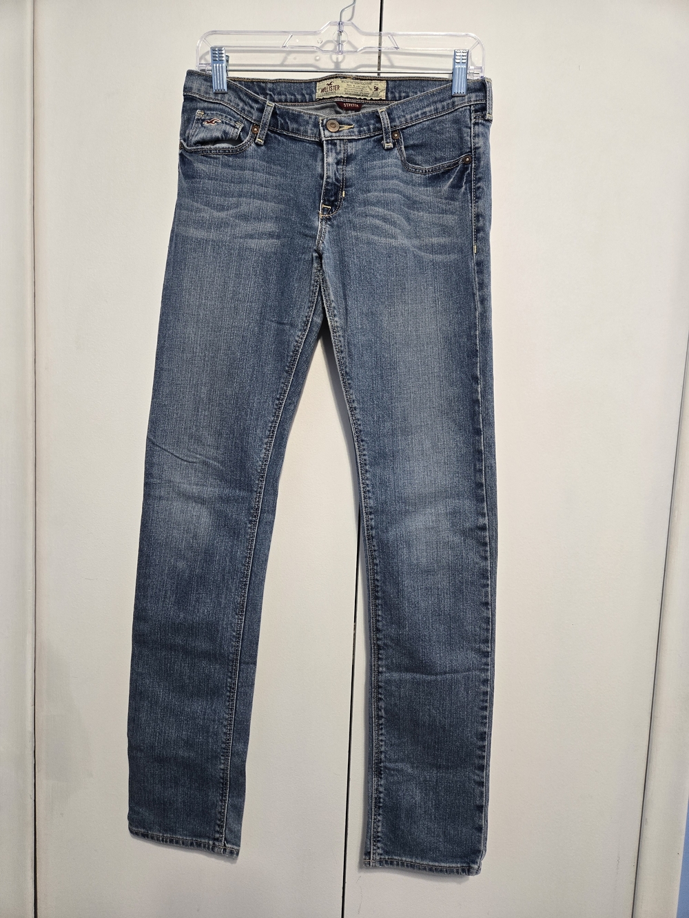 Hollister‎ Women's 5R Slim Straight Jeans Stretch Medium Wash Blue Denim